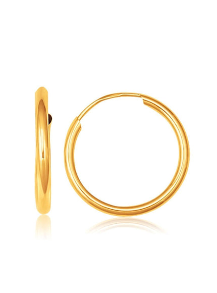 10k Yellow Gold Polished Endless Hoop Earrings (16mm Diameter) - Ellie Belle
