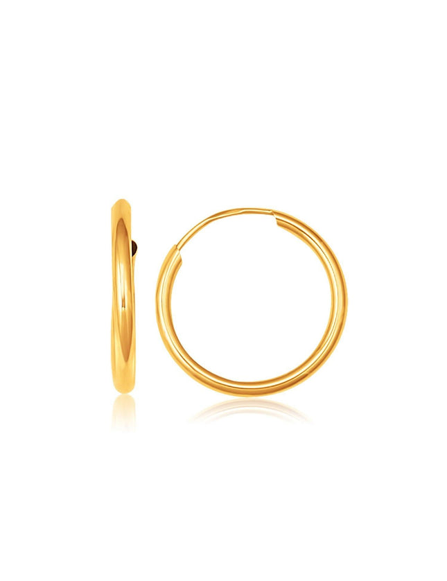 10k Yellow Gold Polished Endless Hoop Earrings (16mm Diameter) - Ellie Belle