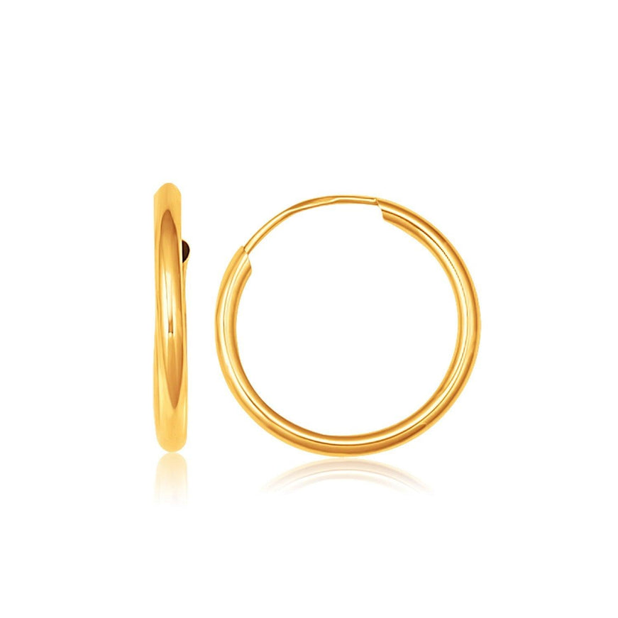 10k Yellow Gold Polished Endless Hoop Earrings (16mm Diameter) - Ellie Belle