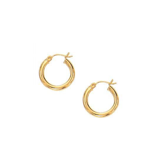 10k Yellow Gold Polished Hoop Earrings (15 mm) - Ellie Belle