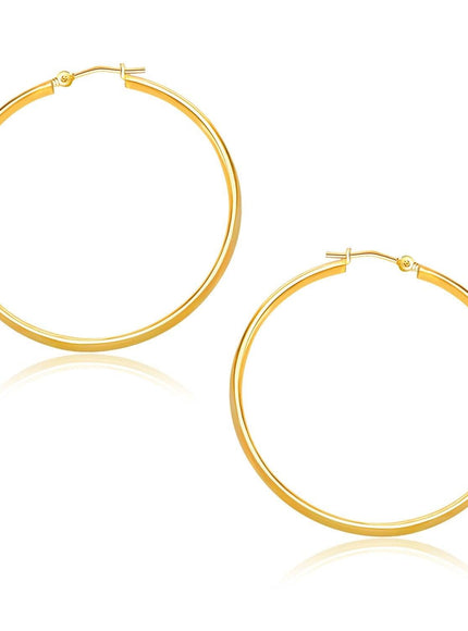 10k Yellow Gold Polished Hoop Earrings (30mm) - Ellie Belle