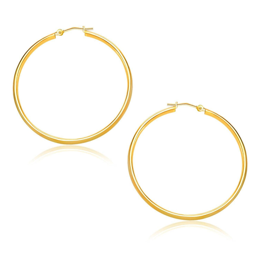 10k Yellow Gold Polished Hoop Earrings (30mm) - Ellie Belle