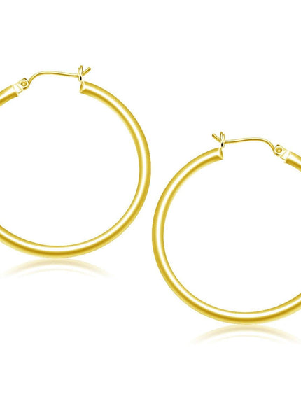 10k Yellow Gold Polished Hoop Earrings (40 mm) - Ellie Belle