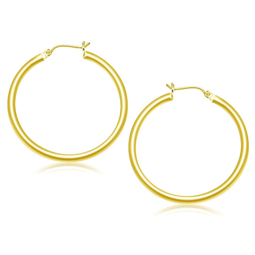 10k Yellow Gold Polished Hoop Earrings (40 mm) - Ellie Belle