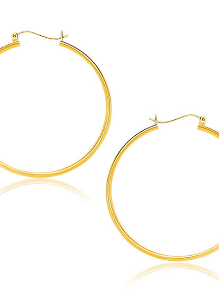 10k Yellow Gold Polished Hoop Earrings (40mm) - Ellie Belle