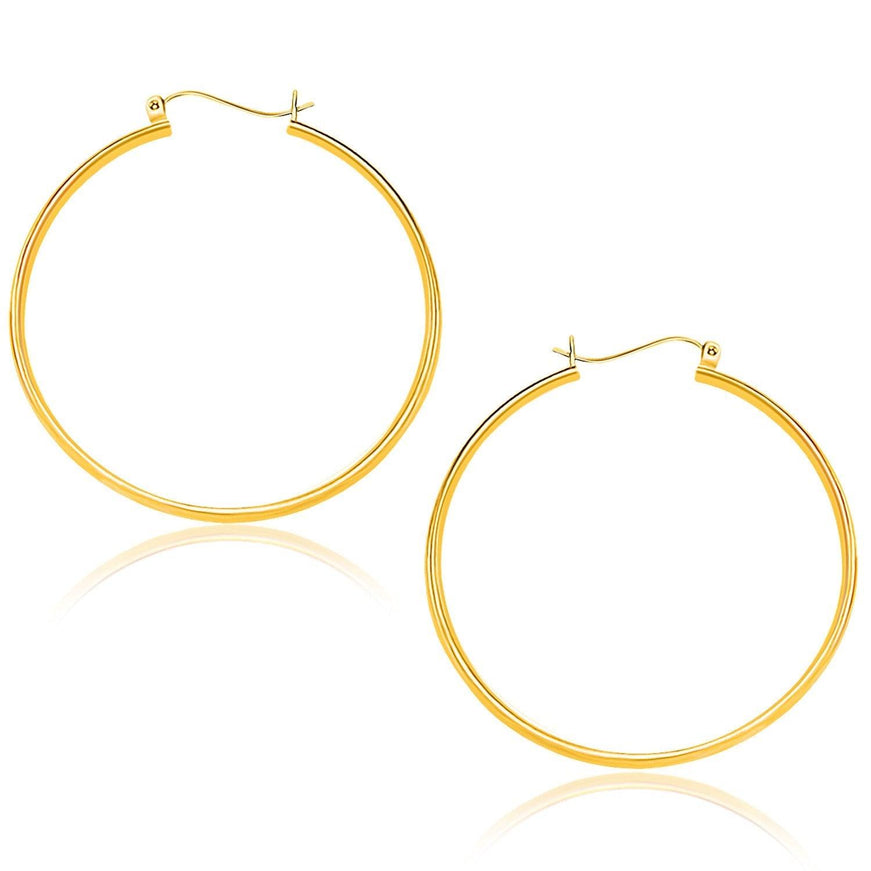 10k Yellow Gold Polished Hoop Earrings (40mm) - Ellie Belle