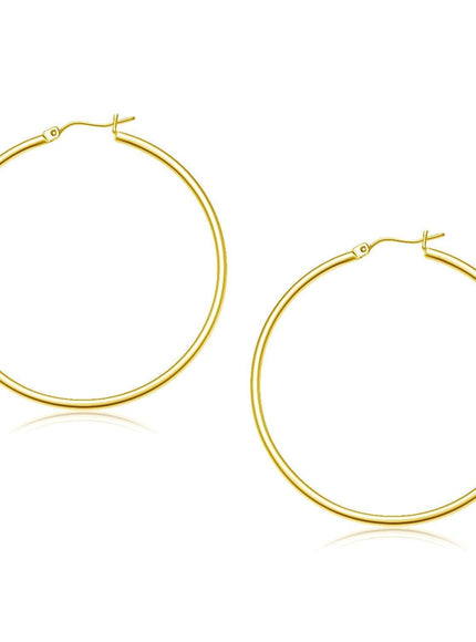 10k Yellow Gold Polished Hoop Earrings (45 mm) - Ellie Belle