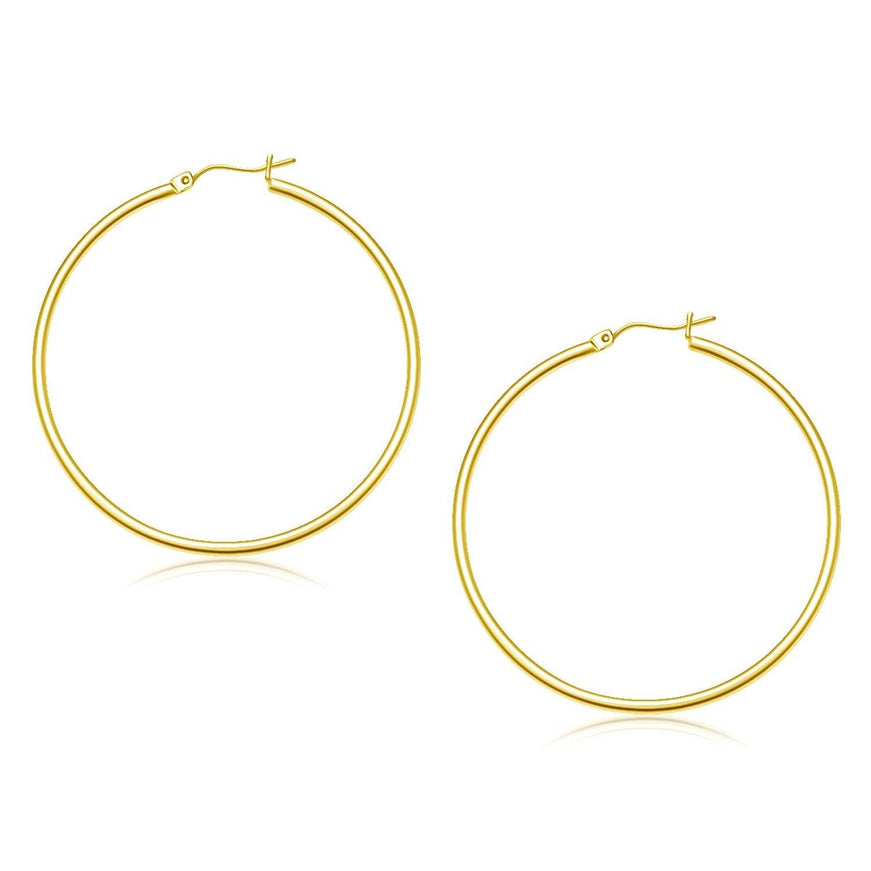 10k Yellow Gold Polished Hoop Earrings (45 mm) - Ellie Belle