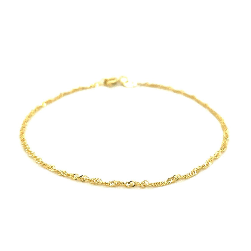 10k Yellow Gold Singapore Bracelet 1.5mm - Ellie Belle