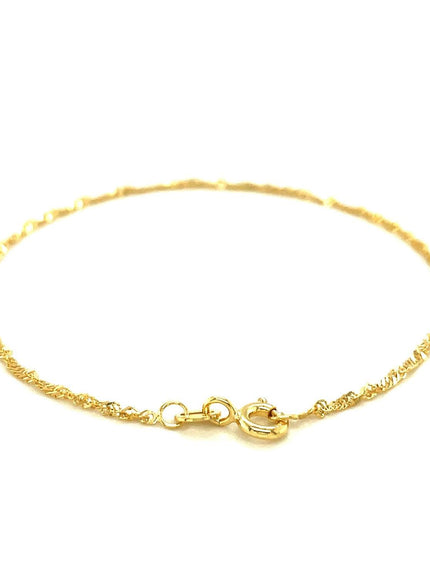 10k Yellow Gold Singapore Bracelet 1.5mm - Ellie Belle