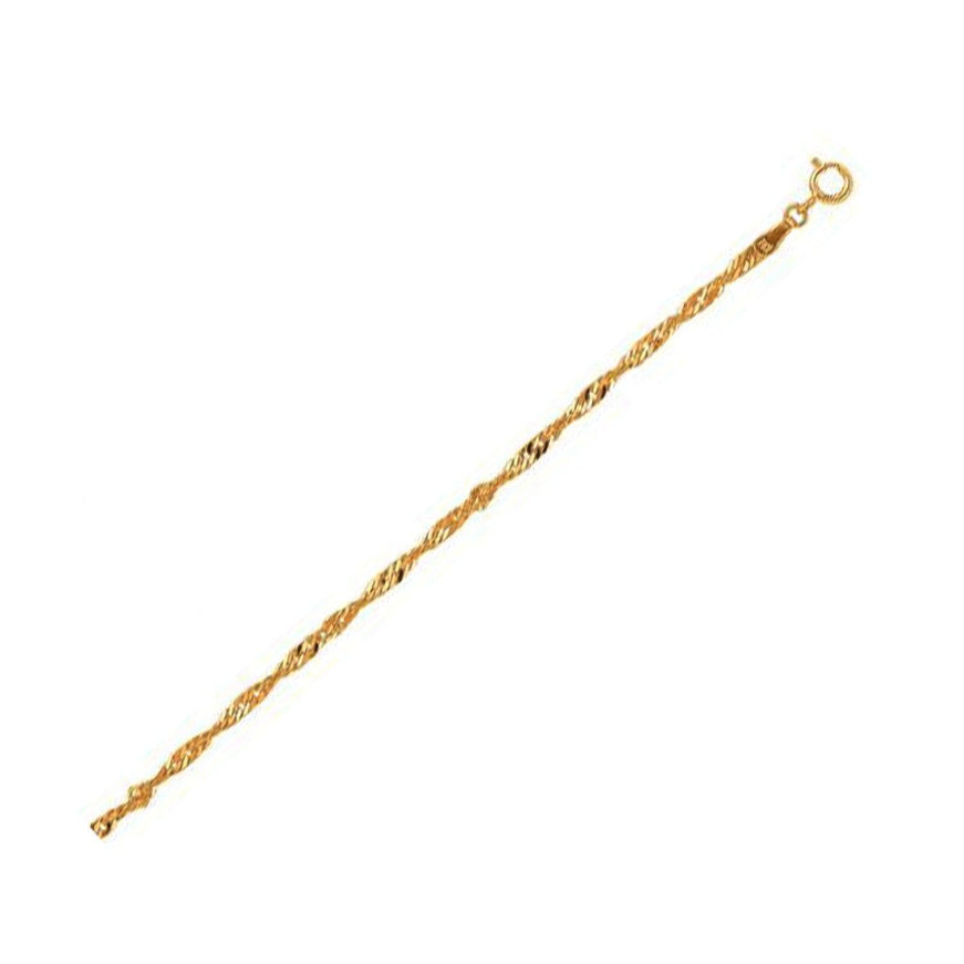 10k Yellow Gold Singapore Bracelet 2.2mm - Ellie Belle