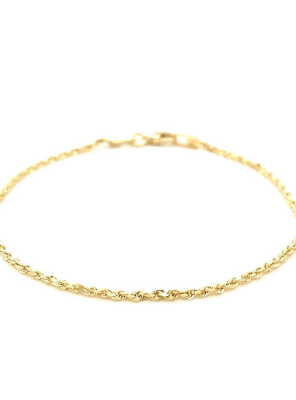 10k Yellow Gold Solid Diamond Cut Rope Bracelet 1.5mm - Ellie Belle