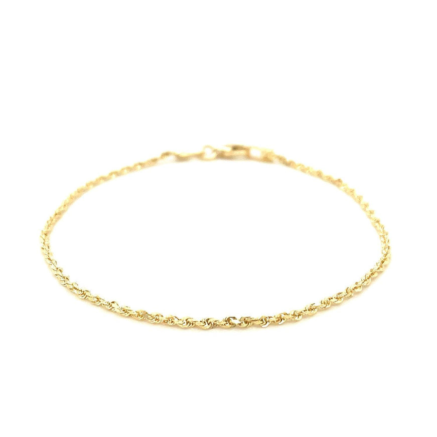 10k Yellow Gold Solid Diamond Cut Rope Bracelet 1.5mm - Ellie Belle