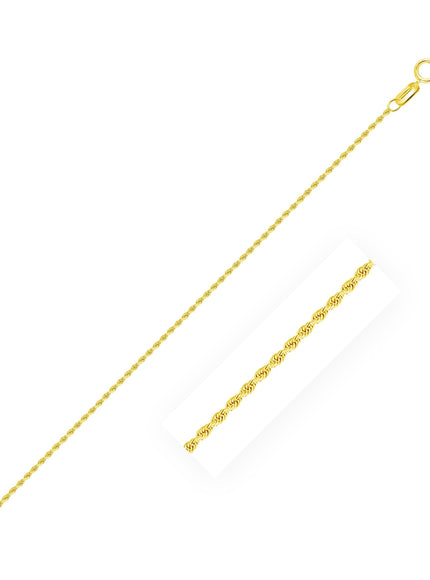 10k Yellow Gold Solid Diamond Cut Rope Chain 1.4mm - Ellie Belle