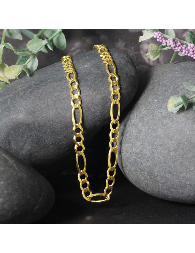 10K Yellow Gold Solid Figaro Chain (4.50 mm) - Ellie Belle