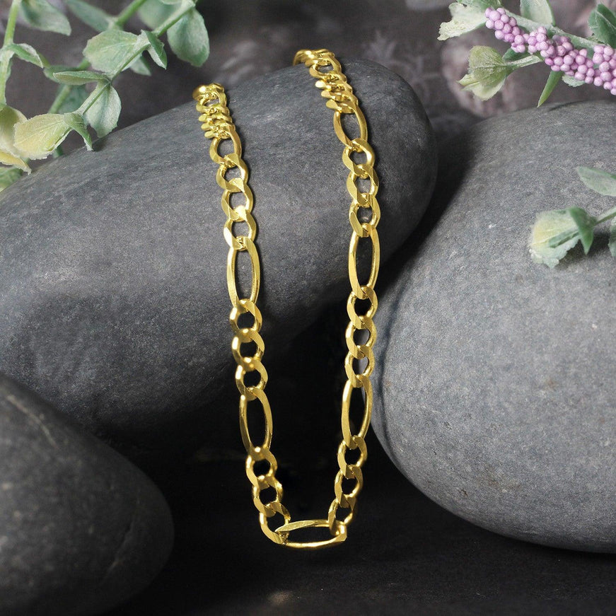 10K Yellow Gold Solid Figaro Chain (4.50 mm) - Ellie Belle