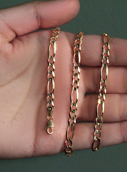 10K Yellow Gold Solid Figaro Chain (4.50 mm) - Ellie Belle