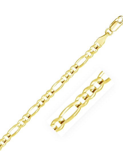 10K Yellow Gold Solid Figaro Chain (4.50 mm) - Ellie Belle