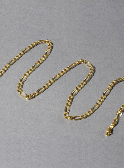 10K Yellow Gold Solid Figaro Chain (4.50 mm) - Ellie Belle