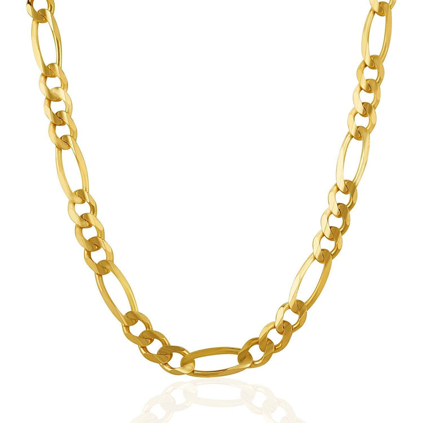 10K Yellow Gold Solid Figaro Chain (6.60 mm) - Ellie Belle