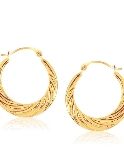 10k Yellow Gold Textured Graduated Twist Hoop Earrings - Ellie Belle