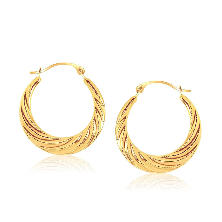 10k Yellow Gold Textured Graduated Twist Hoop Earrings - Ellie Belle