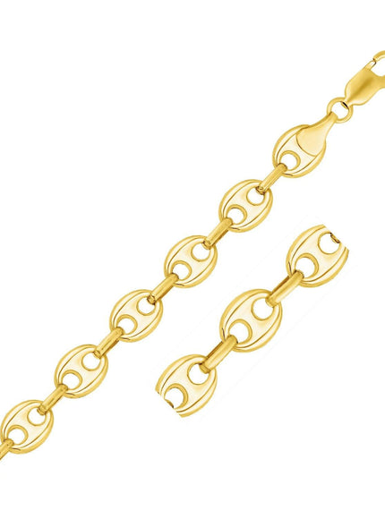 11.0mm 14k Yellow Gold Puffed Mariner Link Bracelet - Ellie Belle