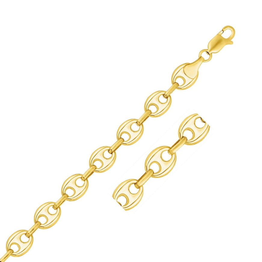 11.0mm 14k Yellow Gold Puffed Mariner Link Bracelet - Ellie Belle