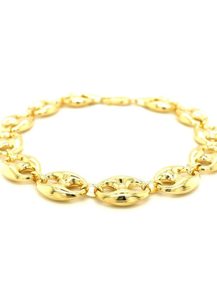 11.0mm 14k Yellow Gold Puffed Mariner Link Bracelet - Ellie Belle