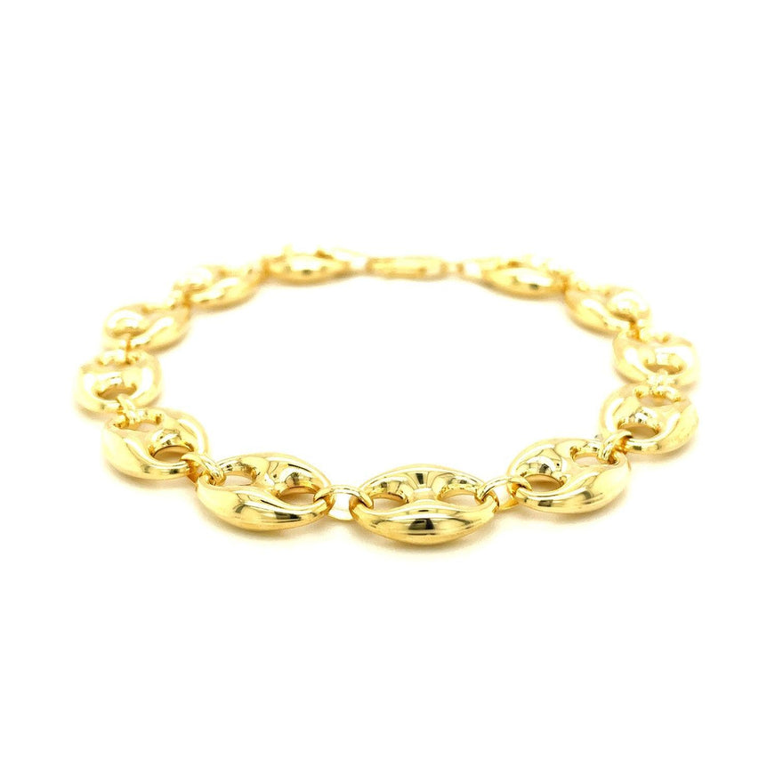 11.0mm 14k Yellow Gold Puffed Mariner Link Bracelet - Ellie Belle