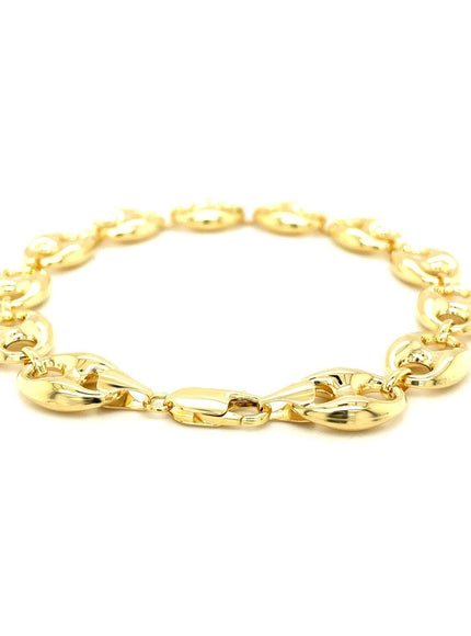 11.0mm 14k Yellow Gold Puffed Mariner Link Bracelet - Ellie Belle