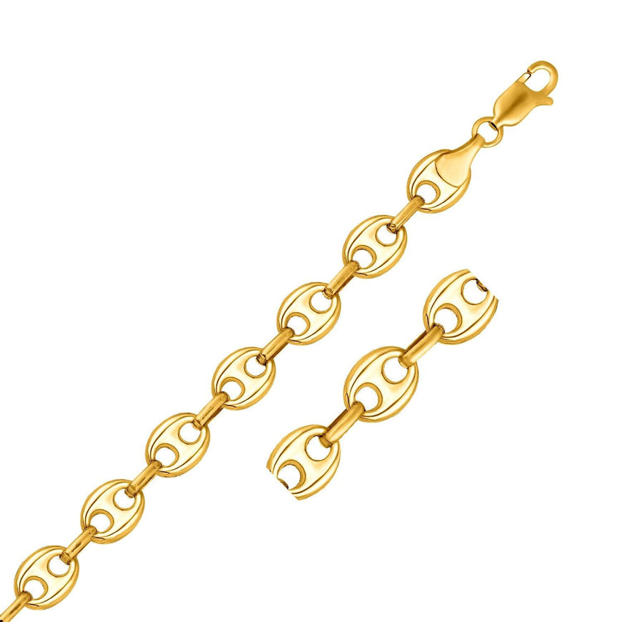 11.0mm 14k Yellow Gold Puffed Mariner Link Chain - Ellie Belle