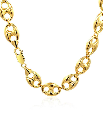 11.0mm 14k Yellow Gold Puffed Mariner Link Chain - Ellie Belle
