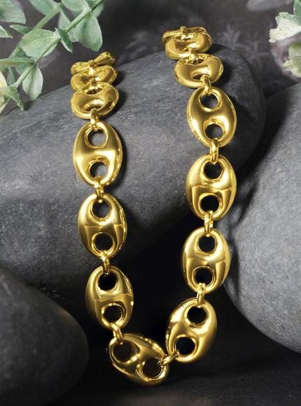 11.0mm 14k Yellow Gold Puffed Mariner Link Chain - Ellie Belle