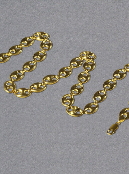 11.0mm 14k Yellow Gold Puffed Mariner Link Chain - Ellie Belle