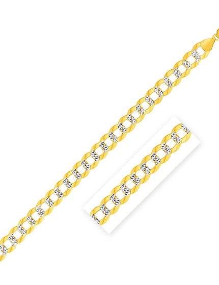 11.23 mm 14k Two Tone Gold Pave Curb Chain - Ellie Belle