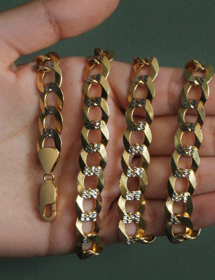 11.23 mm 14k Two Tone Gold Pave Curb Chain - Ellie Belle