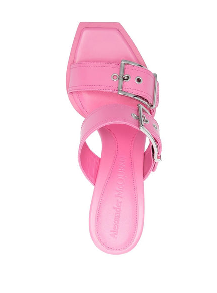 Alexander McQueen Buckle Detailed Slip-On Sandals