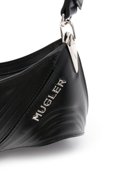 Mugler Black Embossed Spiral Curve 01 Shoulder Bag