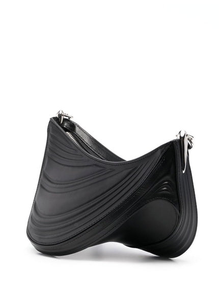 Mugler Black Embossed Spiral Curve 01 Shoulder Bag