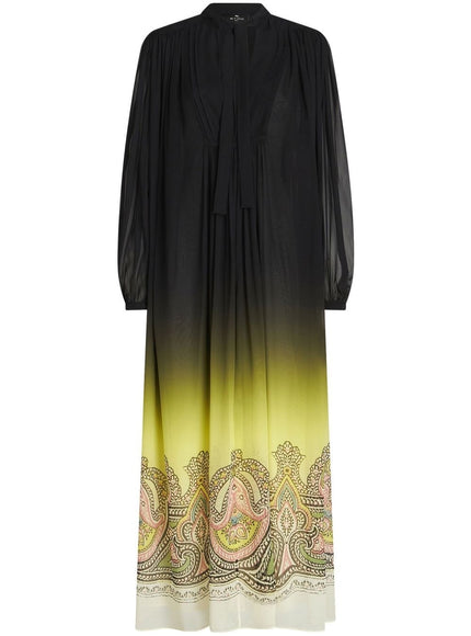 Etro Printed Silk Dress In Black