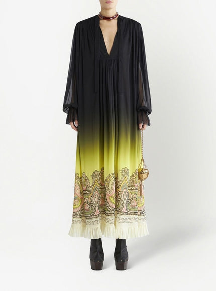 Etro Printed Silk Dress In Black