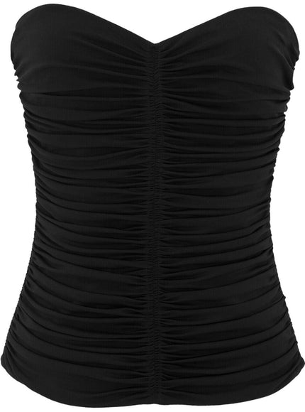 Saint Laurent Black Jersey Crepe Strapless Top