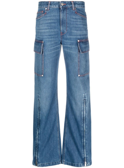 Stella McCartney Denim Flared Cargo Jeans