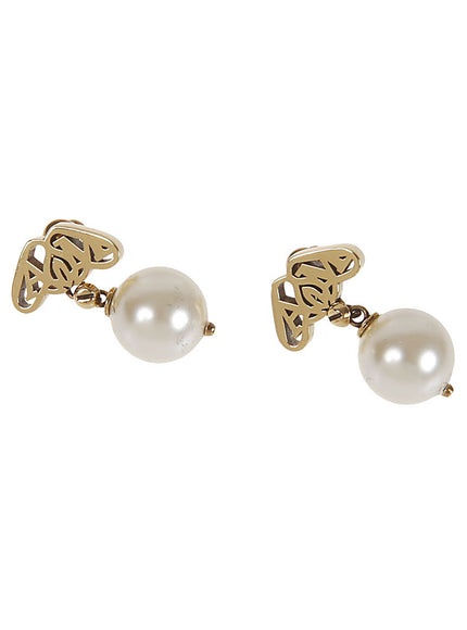 Alexander McQueen Seal Logo Pearl Earrings