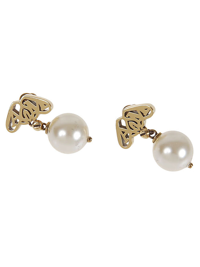 Alexander McQueen Seal Logo Pearl Earrings