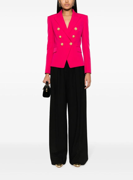 Balmain Double-Breasted Wool Jacket In Fuchsia