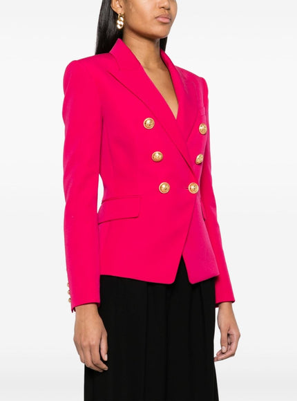 Balmain Double-Breasted Wool Jacket In Fuchsia