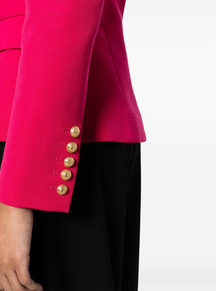 Balmain Double-Breasted Wool Jacket In Fuchsia