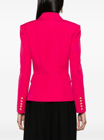 Balmain Double-Breasted Wool Jacket In Fuchsia